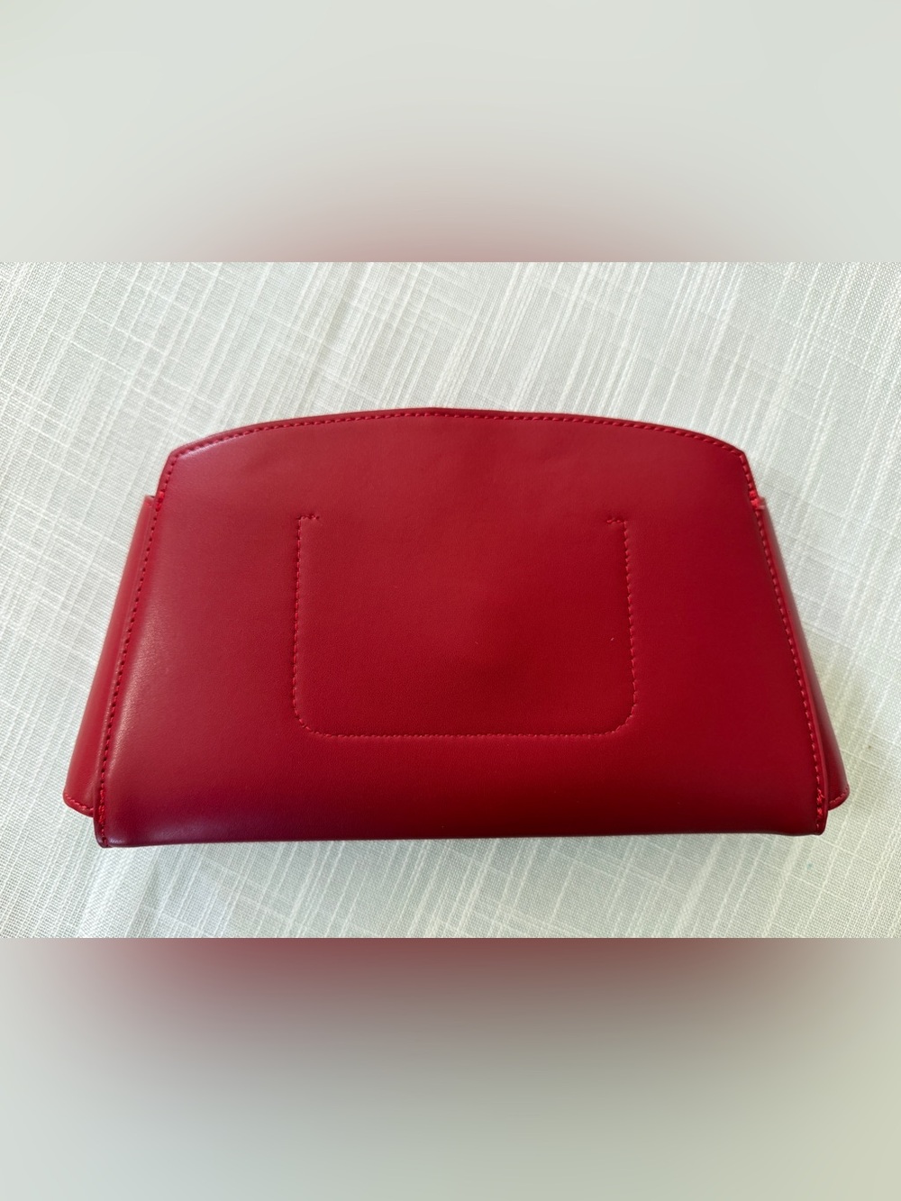 Red Top-Handle Satchel with Gold Lock Detail - Picture 3 of 11